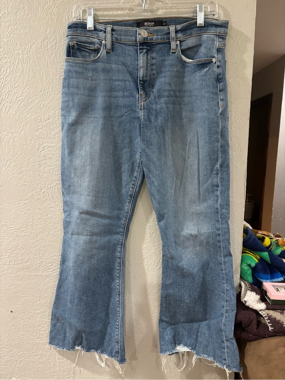 Hudson Denim Barbara Bootcut Light Wash Raw Hem Bottom Jeans Womens size 29